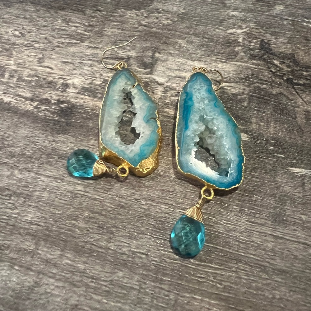 Blue Geode Earrings